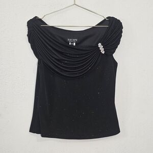 Xscape Black Draped Women's Top Sz M Y2K Made In USA